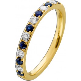 Memoire Ring Gelbgold 585 14K blaue Saphire 0.29ct Diamanten 0.24ct  