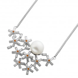 Blütencollier Weißgold 750 18K 585 14K Diamanten Südseperle 11mm