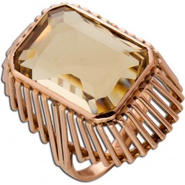 Edelsteinring Rosegold 333 hellbrauner Rauchquarz 12ct Vintage 1910