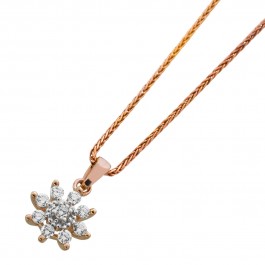 Brillantkette Fuchsschwanz Brillantanhänger Rosegold 375 9K Diamanten 