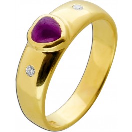 Rubinring Gelbgold 585 roter Rubin 1.00ct 2 Brillanten 0.04ct  