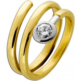 Diamantring Schlangen Design Gelbgold 585 Brillant 0.24ct.TW Lupenrein