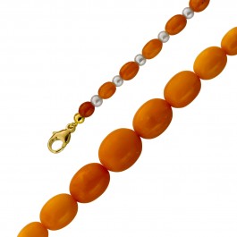 Bernstein Kette Gold 585 14K orange cognac Butterscotch 