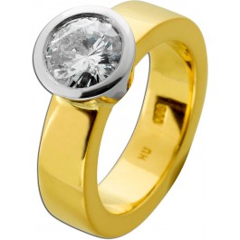 Diamantring Gelbgold 999 24K Platin 950 Solitär Brillant 1.75ct TW