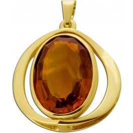 Citrin Anhänger Gold 585 14K gelber Edelstein Antikschmuck