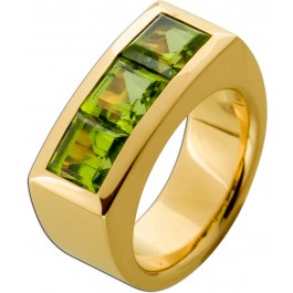 Peridot Ring Gold 750 18K grüne Edelsteine Antikschmuck