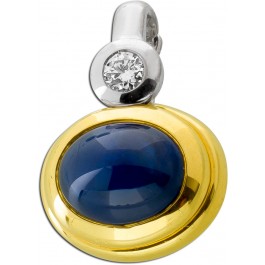 Saphir Anhänger Gold Weißgold 750 18K Brillant Antikschmuck 
