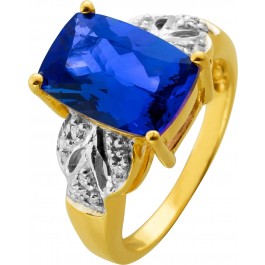 Tansanitring Gold 750 18K blauer Edelstein 6ct Brillanten 0.10ct