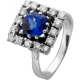 Tansanit Ring Weißgold 750 18K blauer Edelstein 3.2ct Brillanten 0.9ct