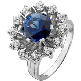 Saphir Ring Weißgold 750 18K blauer Edelstein 4.7ct Brillanten 1.2ct Lupenrein