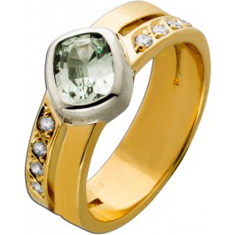 Saphirring Gold 750 18K hellblauer Edelstein Diamanten 0.16ct.