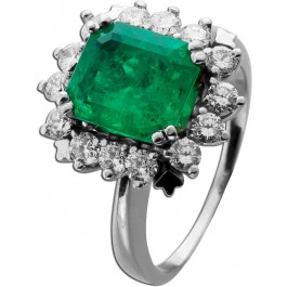 Smaragdring Weißgold 750 18K Edelstein Doublette Brillanten 0.75ct