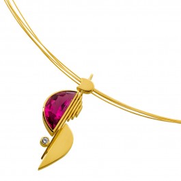 Omegareif  Gold 750 18K pinker Rubellit 9.5ct Brillant 0.18ct