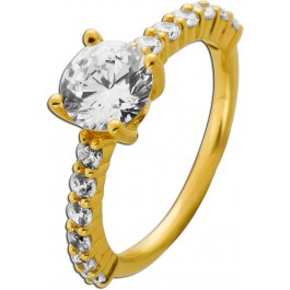 Zirkonia Ring Gold 750 18K weiße Zirkonia Steine 1.4ct