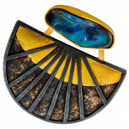 Boulder Opal Anhänger 18K Gold Silber vergoldet Anstecknadel Zobel