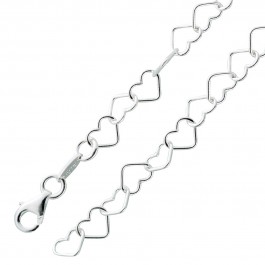 Herzkette Damenkette Kinderkette Silberkette Halskette Armband Herzarmband Sterling Silber 925 5mm massiv