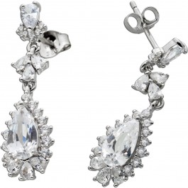 Ohrhänger Silber 925 rhodiniert 52 Brillant Diamant Synthesen 4,90ct.