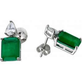 Ohrstecker Silber 925 Smaragd und Diamant Synthesen Edelstein Look 