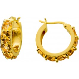 Citrin Creolen 21mm Silber vergoldet gelbe Natur Edelsteine