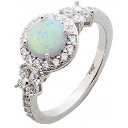 Opal Ring Silber 925 weiss blau
