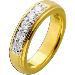 Brillantring 0.50ct F VSI Silber 925 Gelbgold vergoldet 5 Lab Grown Diamanten