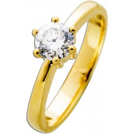 Verlobungsring Gelbgold 585 14K Solitär Brillant 0.518ct 