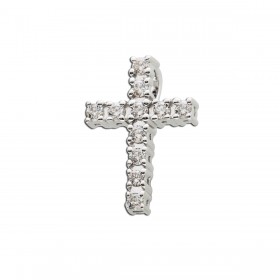Brillant Kreuzanhänger Weißgold 585 14K Diamanten 0.18ct W SI 