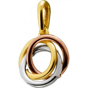Tricolor Dreifach Endlosknoten Anhänger  585 14k Gelb/Weiß/Rosegold