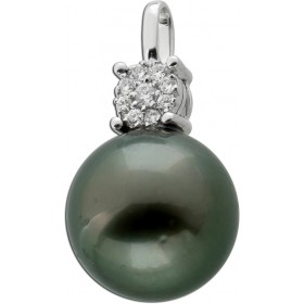 Perlenanhänger Weißgold 585 14K Tahitiperle Brillanten 0.08ct