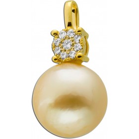 Perlenanhänger Gelbgold 585 14K Südseeperle Champagner-Gold Brillanten