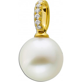 Perlenanhänger Gelbgold 585 14K weisse Südsee Perle Brillanten 