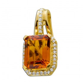 Citrin Anhänger Gelbgold 585 14K gelber Edelstein Brillanten