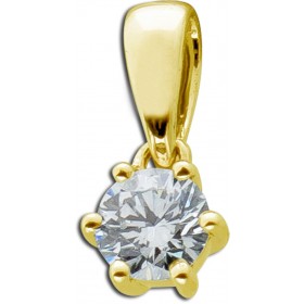 Solitär Anhänger 0.10ct  F Vsi Gelbgold 585 14K Lab Grown Diamond 