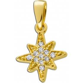Brillant Stern Anhänger Gelbgold 585 14 Karat  0.05ct TW VSI