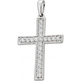 Kreuz Diamant Anhänger Weißgold 585 14 Karat 21 Brillanten 0.35ct VSI