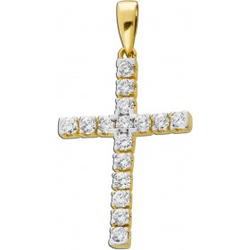 Kreuz Diamant Anhänger Gelbgold 585 14 Karat 16 Brillanten 0.32ct VSI