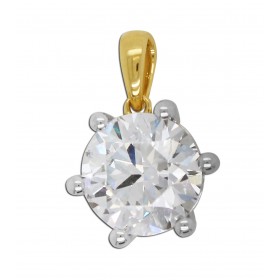 Brillant Anhänger 3.0ct F VSI Gelbgold 585 14K Lab Grown Diamant IGI Zertifikat