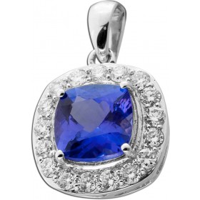 Tansanit Anhänger Weißgold 585 blauer Edelstein Lab Grown Diamanten 0.60ct