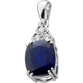 Saphir Anhänger Weißgold 585 14K blauer Edelstein Lab Grown Diamanten