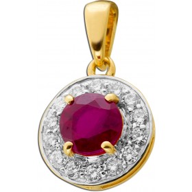 Rubin Anhänger Gelbgold 585 14K roter Edelstein Lab Grown Diamanten