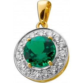Smaragd Anhänger Gelbgold 585 14K Labor Smaragd Lab Grown Diamanten