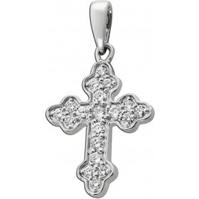 Kreuz Anhänger Weißgold 585 14K Lab Grown Diamanten 0.20ct
