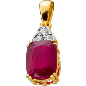 Rubin Anhänger Gold 585 14K roter Edelstein Lab Grown Diamanten
