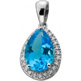 Blautopas Anhänger Platin 950 Swiss Blautopas 2.5ct Brillanten 0.25ct