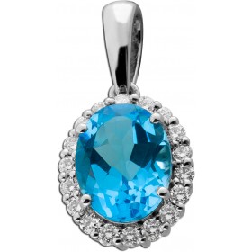 Blautopas Anhänger Platin 950 Swiss Blautopas 2.25ct Brillanten 0.25ct