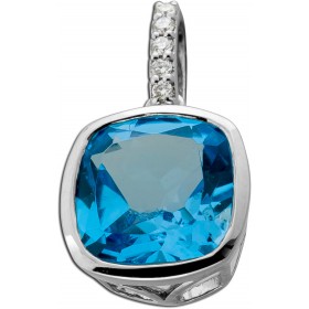 Blautopas Anhänger Platin 950 Swiss Blautopas 3ct Brillanten 0.03ct