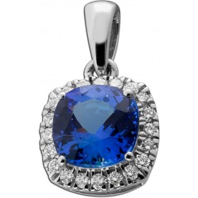 Tansanit Anhänger Platin 950 blauer Edelstein 2.25ct Brillanten 0.25ct