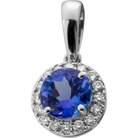 Tansanit Anhänger Platin 950 blauer Edelstein 0.85ct Brillanten 0.15ct