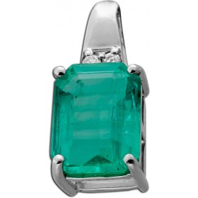 Smaragd Anhänger Platin 950 grüner Edelstein 0.75ct Brillanten 0.05ct