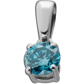 Solitär Anhänger Platin 950 Blauer Natur Diamant 0.25ct